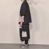 reverse terry pocket denim shortsleeve shirt_blue