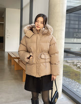 Cerny String Fur Hooded Short Padded Jumper