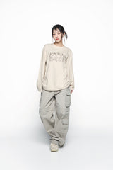 25SS ダンシングベアロゴロングスリーブTシャツ ダークベージュ