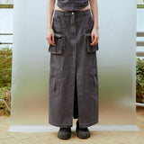 カーゴロングスカート(チャコール)