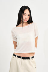 Tencel boatneck crop t-shirt