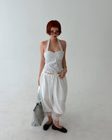 dot halter neck smoke blouse