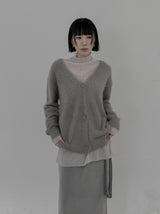 Loose-fit V-neck fur cardigan