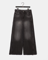 Binden Side Pintuck Back Pocket Wide Denim Pants