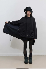 Draped Field Parka / Black