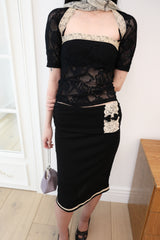 [香] Floral Lace Sleeveless & Bolero SET (Black)
