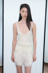 Lace Deep V-Knit (Ivory)