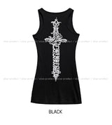 Sord lettering ribbed long sleeveless
