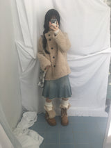 highneck puffy fur jacket