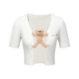 13DE MARZO Bear Buckle Thin Cardigan