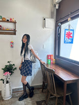 sleeve ribbon line short-sleeved shirt