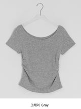 コーセル Uネック サイドシャーリング ショートスリーブTシャツ