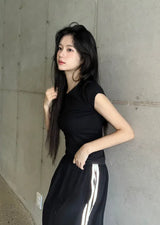 Cap Sleeve Contour U-Neck Slim Top