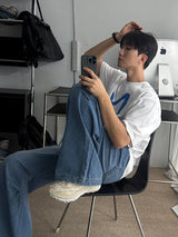 ASCLO ハート＆キャットショートスリーブTシャツ (2color)