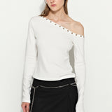 Studded Off-Shoulder White