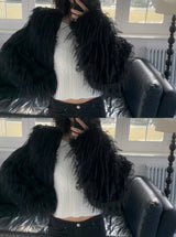 Winter Halo Long Hair Collar Fur Jacket