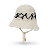 VAデジタルロゴコージーニットボンネットハット / クリーム&ブラック
