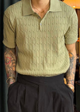 S/S Cable Collar Short Sleeve Knit 8COLOR