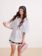 Lace Stripe Mix Slim Fit T-Shirt