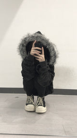 [MADE] FLEECE FUR MILITARY CAMO HOOD