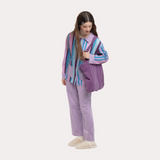 Royal Purple & Emerald Green Contrast Striped Sleep Set - 95% Cotton  Pajamas