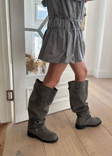 SHIRRING BELT LOOSE BOOTS (2color)