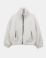 Deuren Quilted Fur Color-Block Zip-Up Jumper
