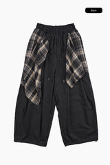 Checker drape layered pants