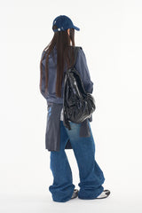 Loop check hoodie zip-up jumper