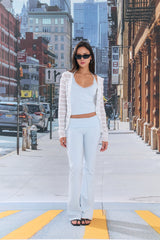 Malibu Lace Zip-Up Hoodie (Pure White)