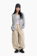 Summer U-neck Ribbed Long Sleeve