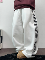 フリース❤トラックライン3ラインロングパンツ ❤🖤🤍💙🩶5COLOR