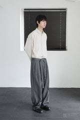 stripe belted slacks