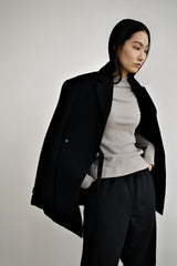 Fuzzy heavy wool coat, Black