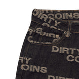 Frayed Logo Baggy Denim Pants - Black