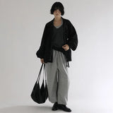 [Adenti]Vネックルーズフィットニット-5 colors