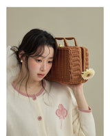 Balletcore Contrast Jacquard Knit Cardigan