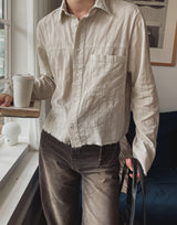 トート ピグメント スト カッティング クロップ シャツ