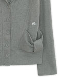 Hooded ribbon cardigan (Gray)