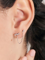 Drop Chain Barbell 925 Silver Single Piercing E047-10H