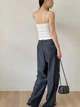 About Banding Wide Denim Pants