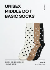 [3PACK] 1507 UNISEX DOT BASIC SOCKS - middle dot ivory colorpack