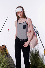 STRIPE BIG SHOULDER BAG [PINK]