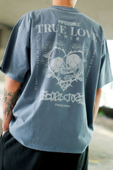 "TRUE LOVE" PRINTED S/S WASHED T-SHIRT