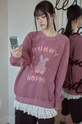 Pastel Bunny Raglan Pigment Sweatshirt