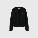 WOMAN Logo Round Neck Long Sleeve Cardigan [BLACK]