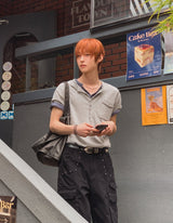 [1+1] Kato Henley Neck Slub Short Sleeve T-shirt