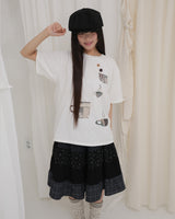 TEA CUP CROCHET T-SHIRT / WHITE