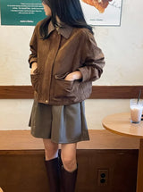 Hent Leather Collar Suede Jacket