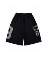 Numbering Patch Bermuda Sweat Pants - Black